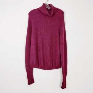 C'est Moi Womens Ribbed Turtleneck Sweater Size Large Wool Cozy Oversized